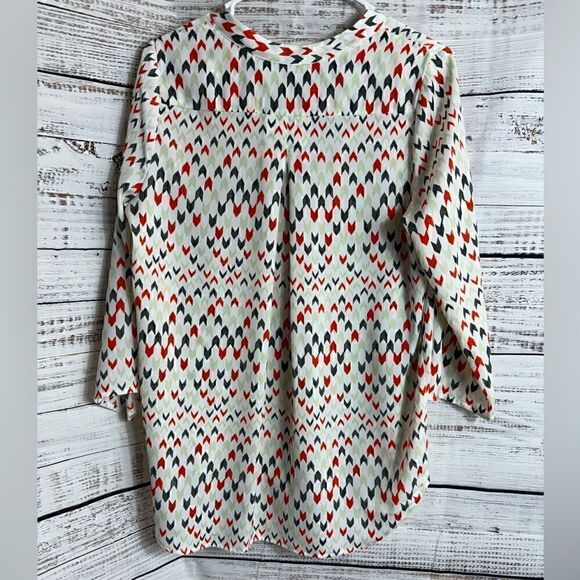 Lilla P Top Womens Small pop over chiffon Blouse roll up sleeves light tunic - Picture 2 of 10